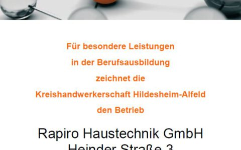 Rapiro erhält den Ausbildungsförderpreis 2023